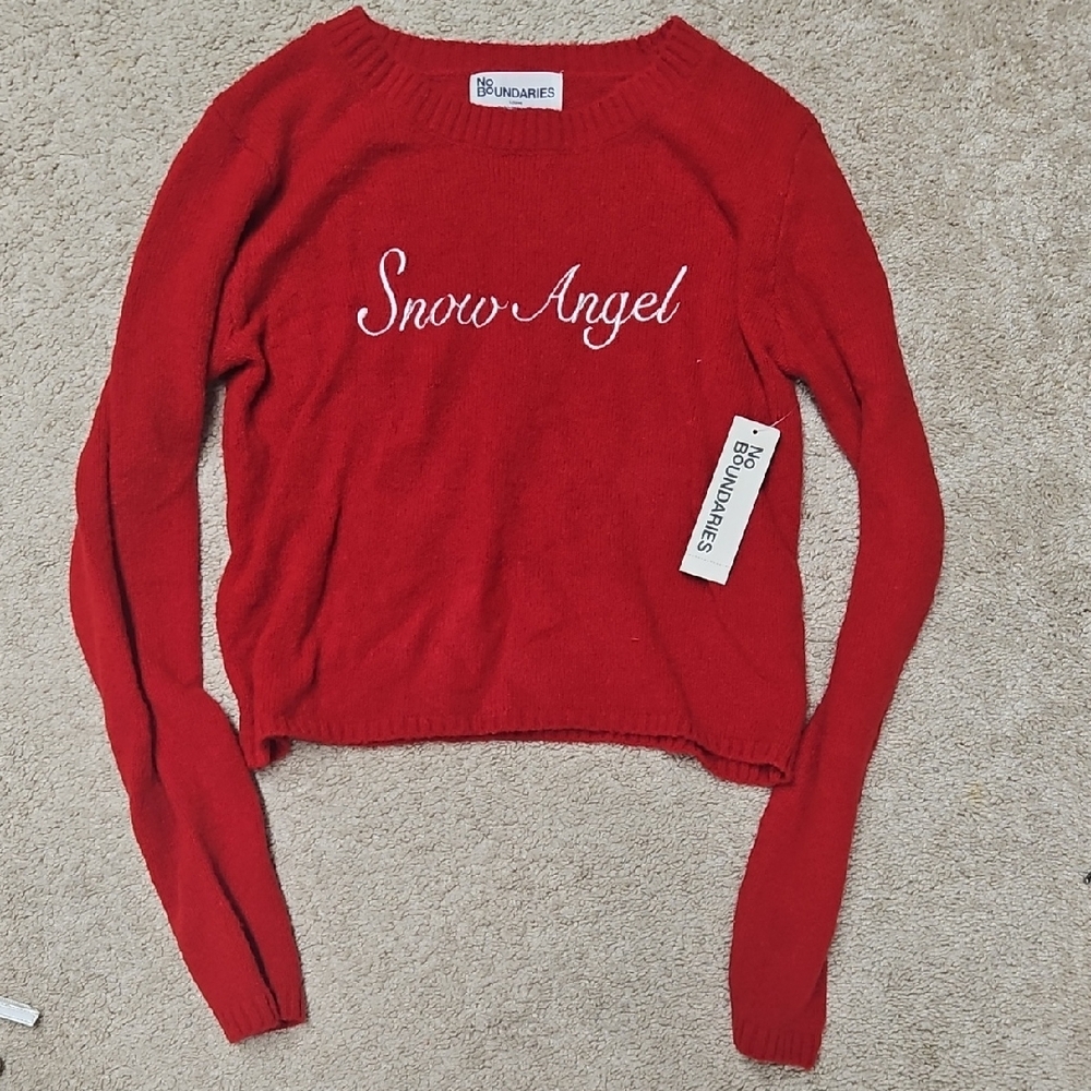 No Boundaries Red 'Snow Angel' Sweater